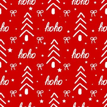 Red christmas. Seamless modern pattern with Christmas symbols. Suitable for w Illustrazione stock