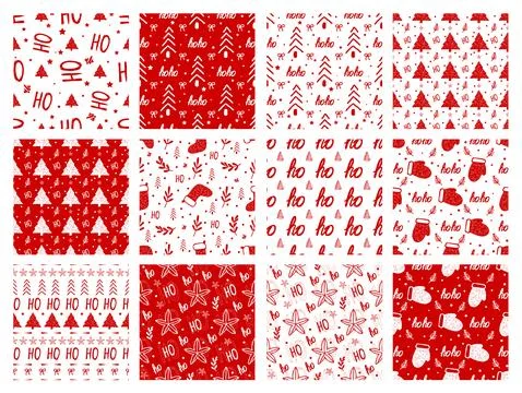 Red christmas. Seamless modern pattern with Christmas symbols. Suitable for w Illustrazione stock