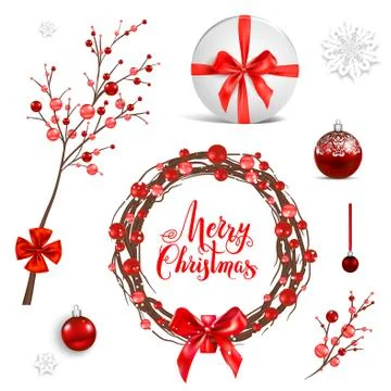 Red Christmas set Stock Illustration