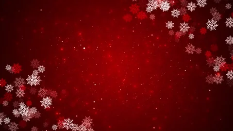 Red Christmas snowflake frame background winter ornaments, glowing particles Stock Footage 334062397