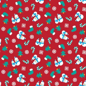 Red Christmas Snowman seamless pattern background Illustrazione stock