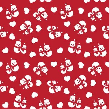 Red Christmas Snowman seamless pattern background Illustrazione stock