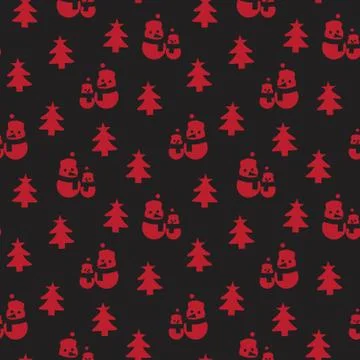 Red Christmas Snowman seamless pattern background Stockillustratie