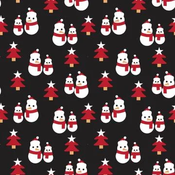 Red Christmas Snowman seamless pattern background イラスト素材