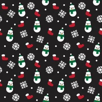 Red Christmas Snowman seamless pattern background イラスト素材