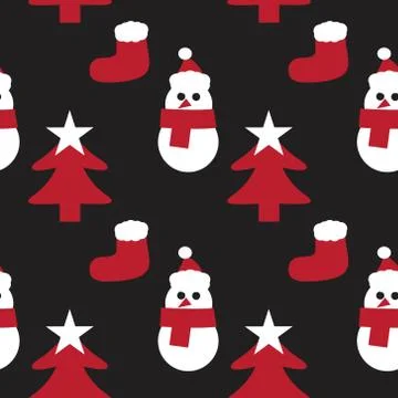 Red Christmas Snowman seamless pattern background Illustrazione stock