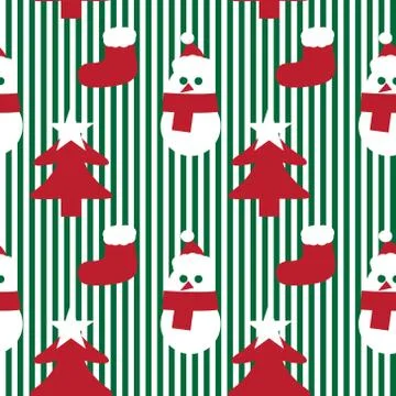 Red Christmas Snowman seamless pattern background 스톡 일러스트