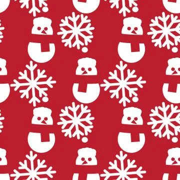 Red Christmas Snowman seamless pattern background Stockillustratie