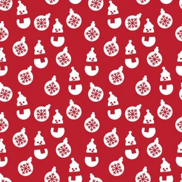 Red Christmas Snowman seamless pattern background Stock Illustration