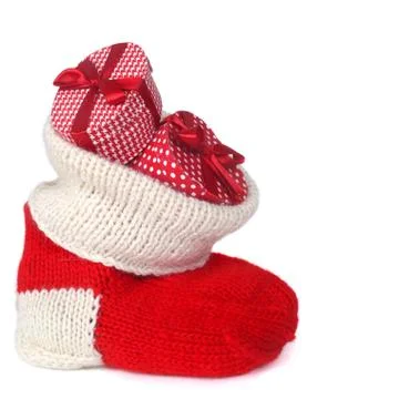 Red Christmas sock Stock Photos