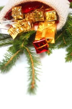 Red Christmas sock 스톡 사진