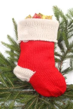 Red Christmas sock Stock Photos