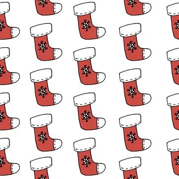 Red Christmas socks pattern. Illustrazione stock