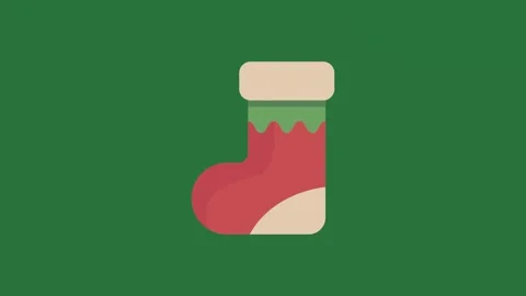 Red christmas stocking and on sock isolated isolated on green screen background Stock Footage 336858180