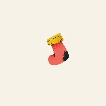 Red Christmas Stocking with Yellow Cuff Vector Illustration Stock Illustration