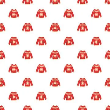 Red christmas sweaters seamlessly repeating pattern background Illustrazione stock