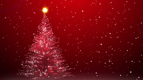 Red Christmas tree animation, winter snowing Stock Footage 83396325