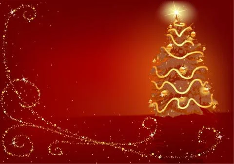 Red Christmas Tree Stock Illustration