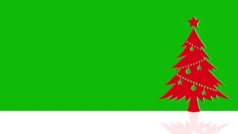 Red Christmas tree motion graphic on green background. Stock Footage 339198434