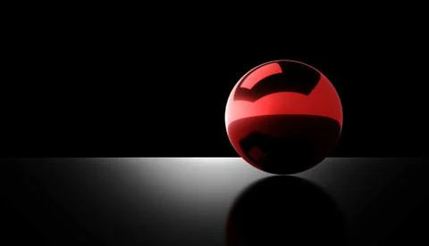 Red chrome ball rendered on dark background Stock Illustration