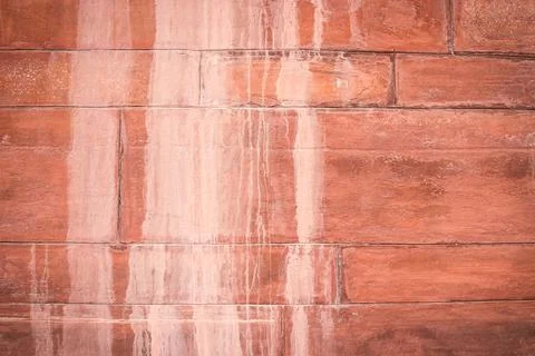Red cinder block wall background and texture. Foto stock