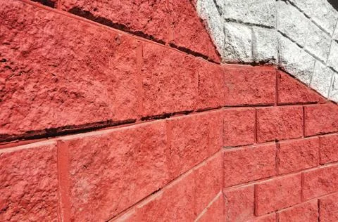 Red cinderblock wall Stock Photos