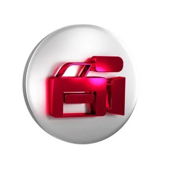 Red Cinema camera icon isolated on transparent background. Video camera. Mo.. イラスト素材