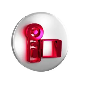 Red Cinema camera icon isolated on transparent background. Video camera. Mo.. Stock Illustration