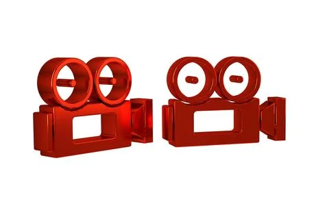 Red Cinema camera icon isolated on transparent background. Video camera. Mo.. Stock Illustration