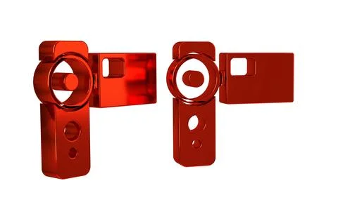 Red Cinema camera icon isolated on transparent background. Video camera. Mo.. Stock Illustration