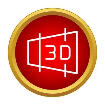 Red circle 3d cinema screen icon button Stockillustratie