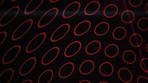 Red Circle Abstract Grid Pattern with Dynamic Laser Beam Motion Graphic Stock Footage 343759875