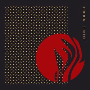 Red circle and black background asian motive vector Stock Illustration
