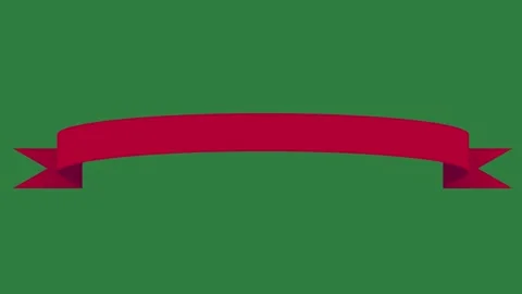 Red circle and ribbon isolated on green screen background Видео 336969301
