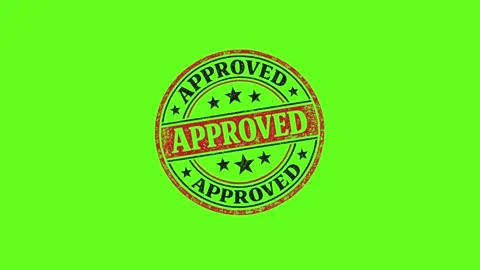 Red Circle Approved Grunge Stamp Green Screen Stock Footage 331656211