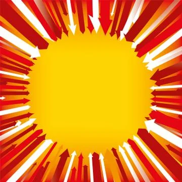 Red circle of arrows over orange background. Copy space. Stock Illustration