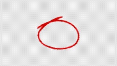 Red circle being drawn by thick paintbrush on black background digital anim.. Stock Footage 338019849