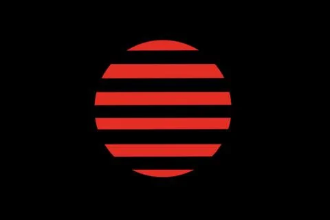 Red circle on a black background behind a black grille Ilustración de archivo