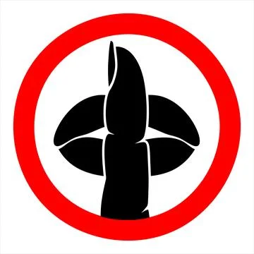 Red circle with black hand gesture on white background Stock Illustration