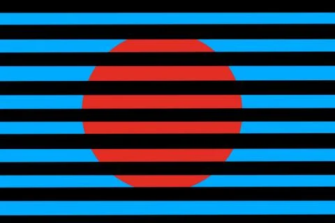 Red circle on a blue background behind a black grille Ilustración de archivo