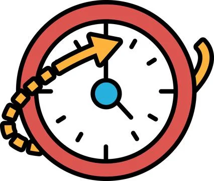 A red circle with a blue clock in the center 스톡 일러스트
