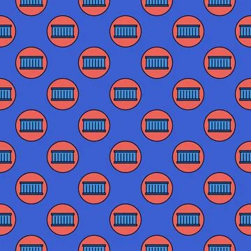 Red Circle with Blue Shipping Container vector concept seamless pattern Illustrazione stock