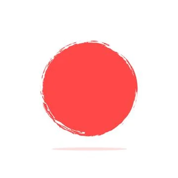 Red circle brush stroke isolated on white background. Round grunge. Stock Illustration