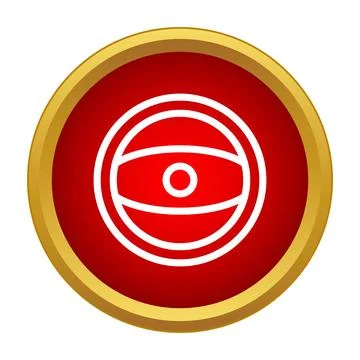 Red circle button with eye symbol icon Stock Illustration