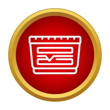 Red circle button with food container outline symbol Stock Illustration