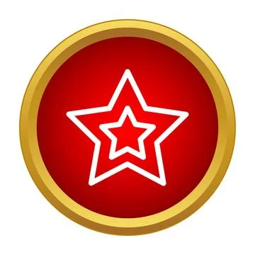 Red circle button with nested white star icon Stock Illustration