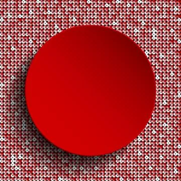 Red circle button on red sequin background. イラスト素材