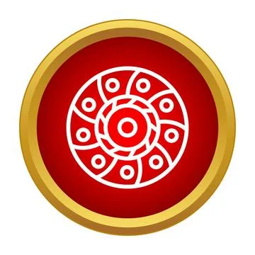 Red circle button showing abstract ornament design 스톡 일러스트