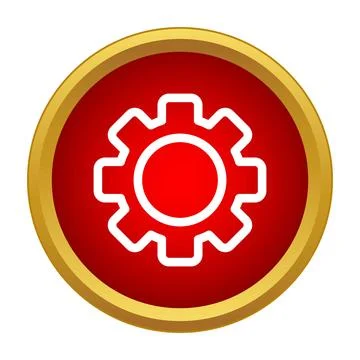 Red circle button showing settings gear icon 스톡 일러스트