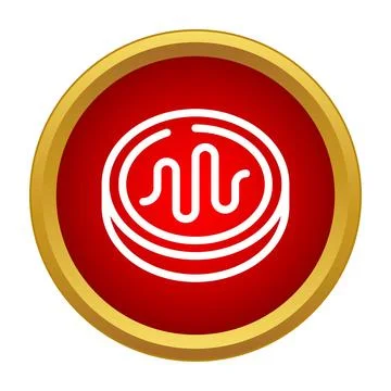 Red circle button with sound wave icon Stock Illustration
